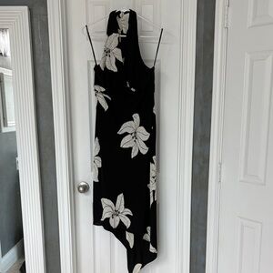 New Black and White Asymmetrical Dress-Med Length